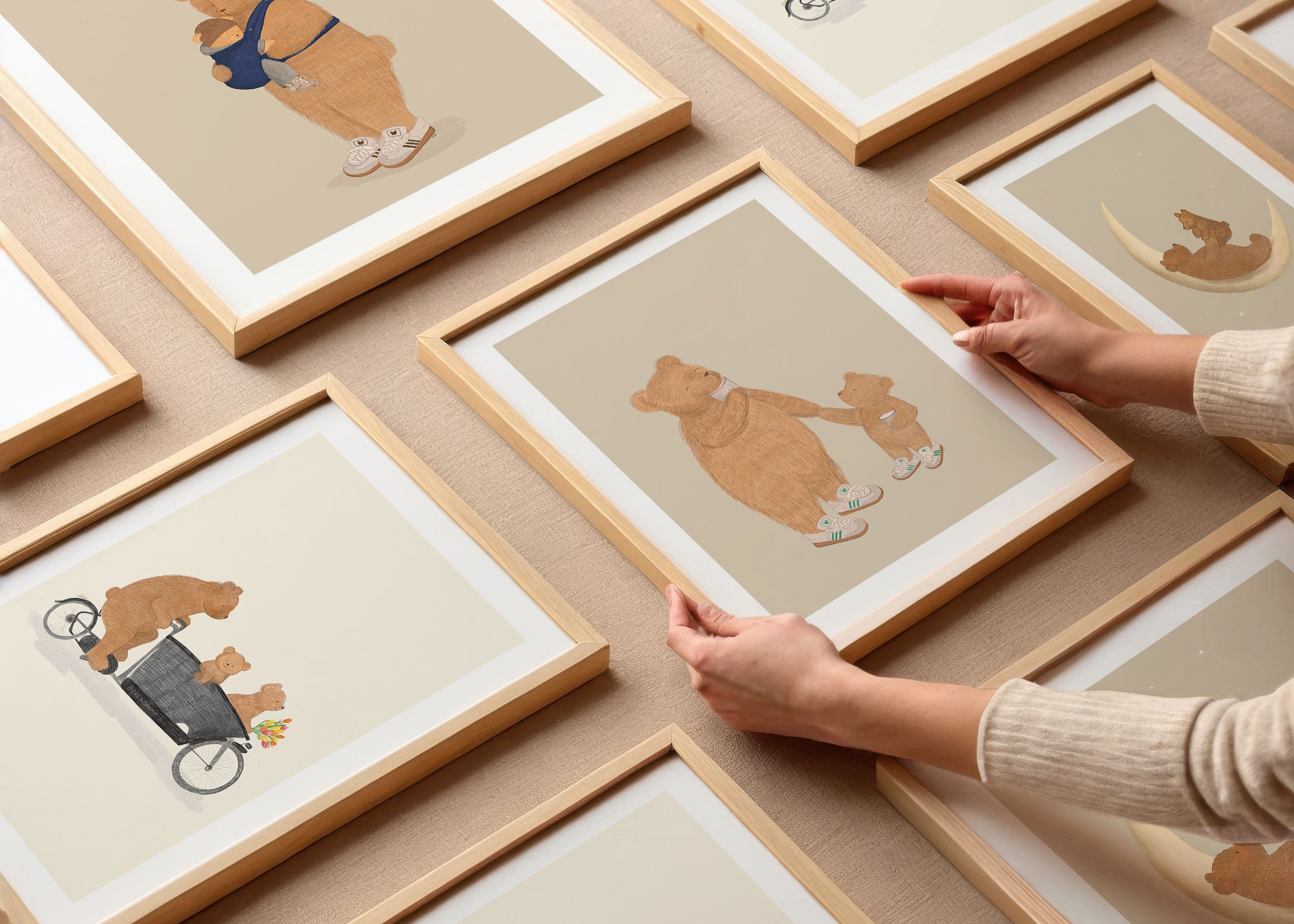 Verschillende handgetekende posters voor de baby- en kinderkamer, met lieve illustraties uit de Blueberry Baby collectie – geschikt voor jongens, meisjes en genderneutrale kamers