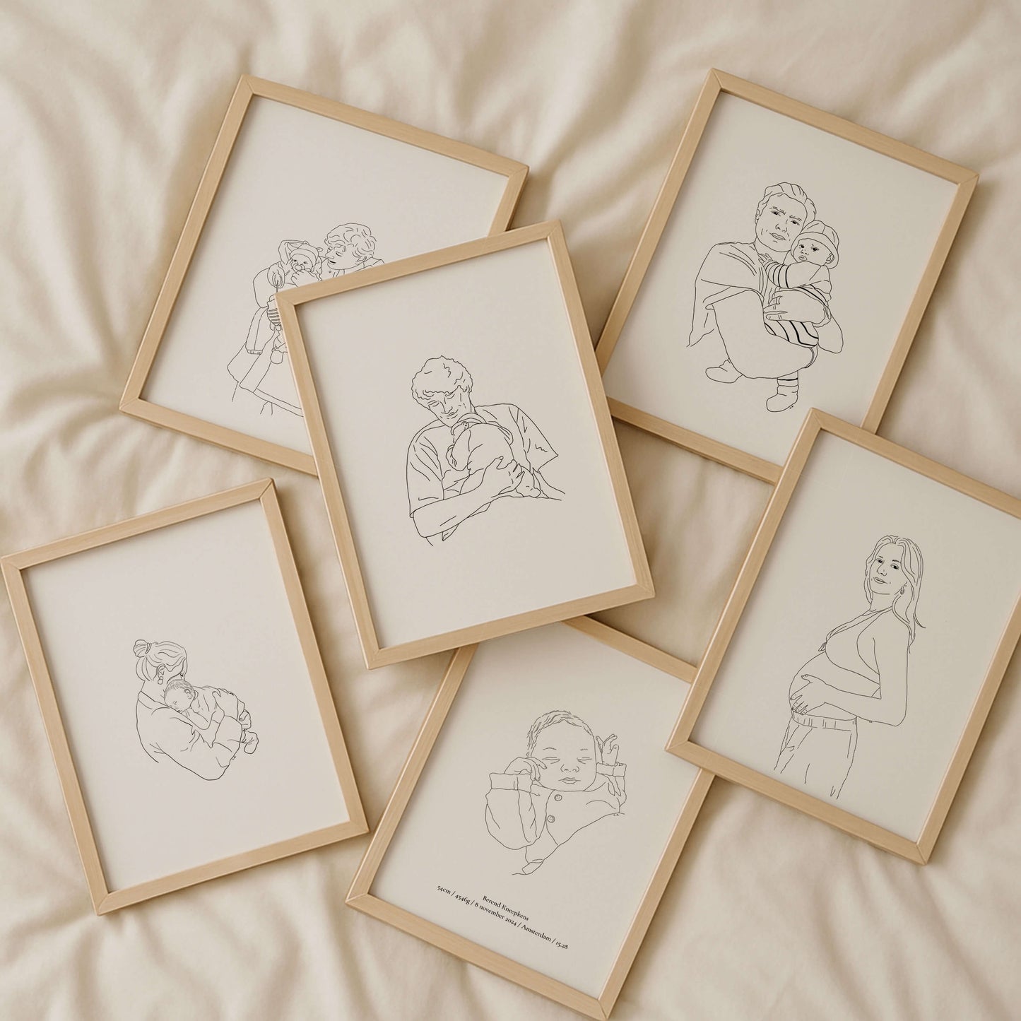 Gepersonaliseerde lijntekeningen. Gepersonaliseerde Zwangerschaps poster, geboorteposter lijntekening baby, vader en kind, geboortedatum, naam een gewicht. Kinderkamerkunst. Blueberry baby. Blueberry baby