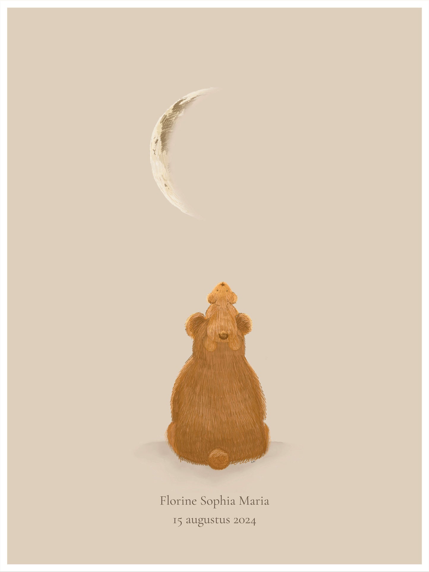 Gepersonaliseerde geboorteposter met maanfase, geboortedatum en naam - To the moon and back