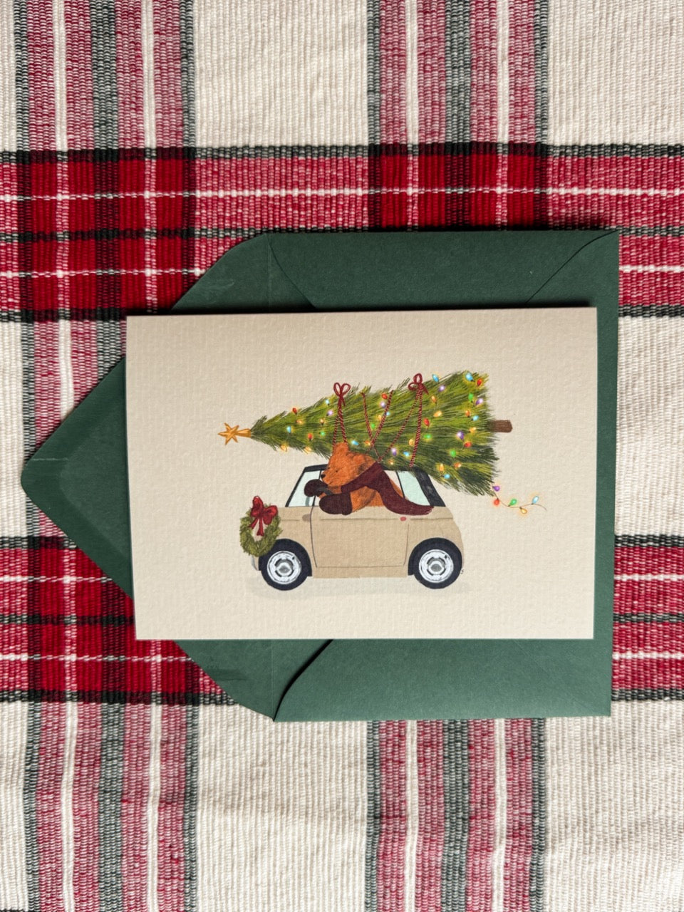 Luxe Kerstkaartenset – Beige Kerst Topolino (8 stuks) Limited Edition