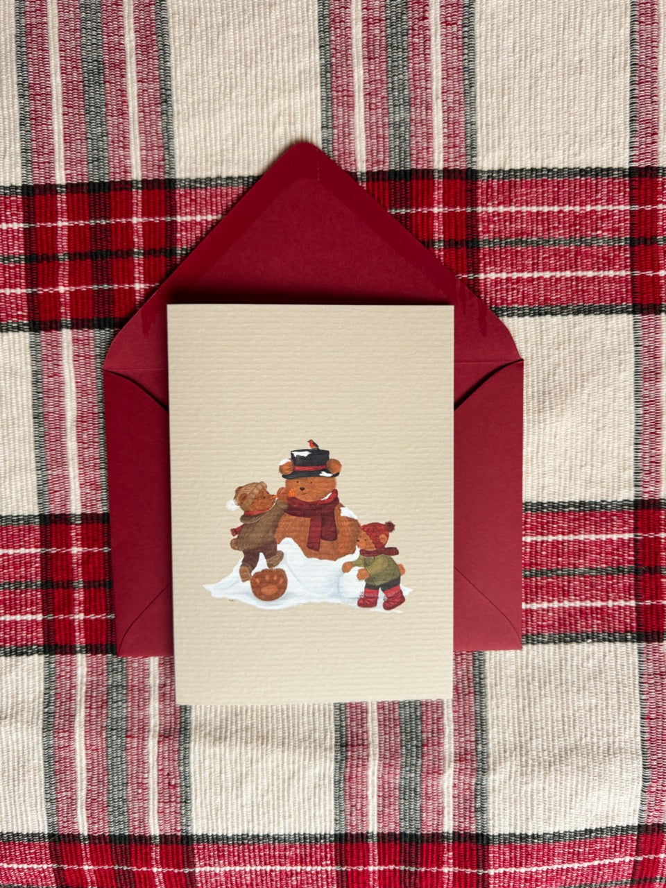 Luxe Kerstkaartenset – Nostalgische Beertjes (8 stuks) Limited Edition