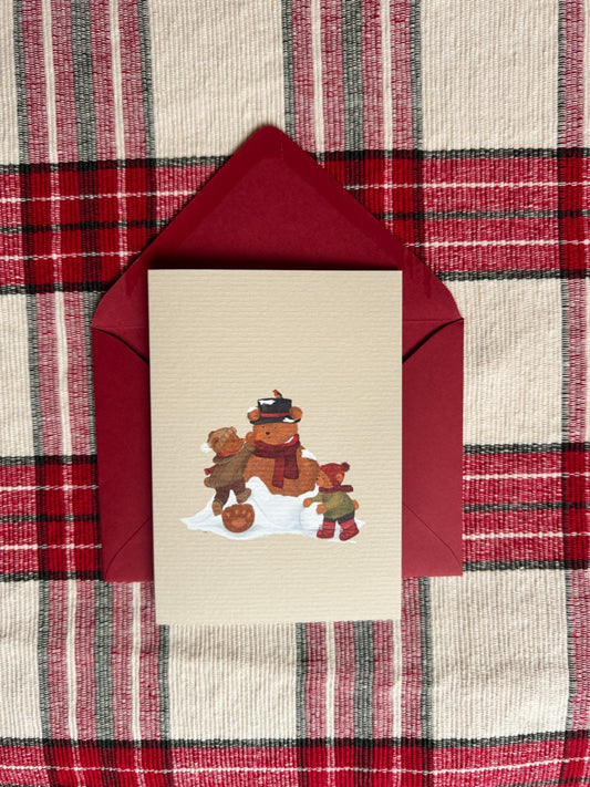 Luxe Kerstkaart - Papa Sneeuwpop