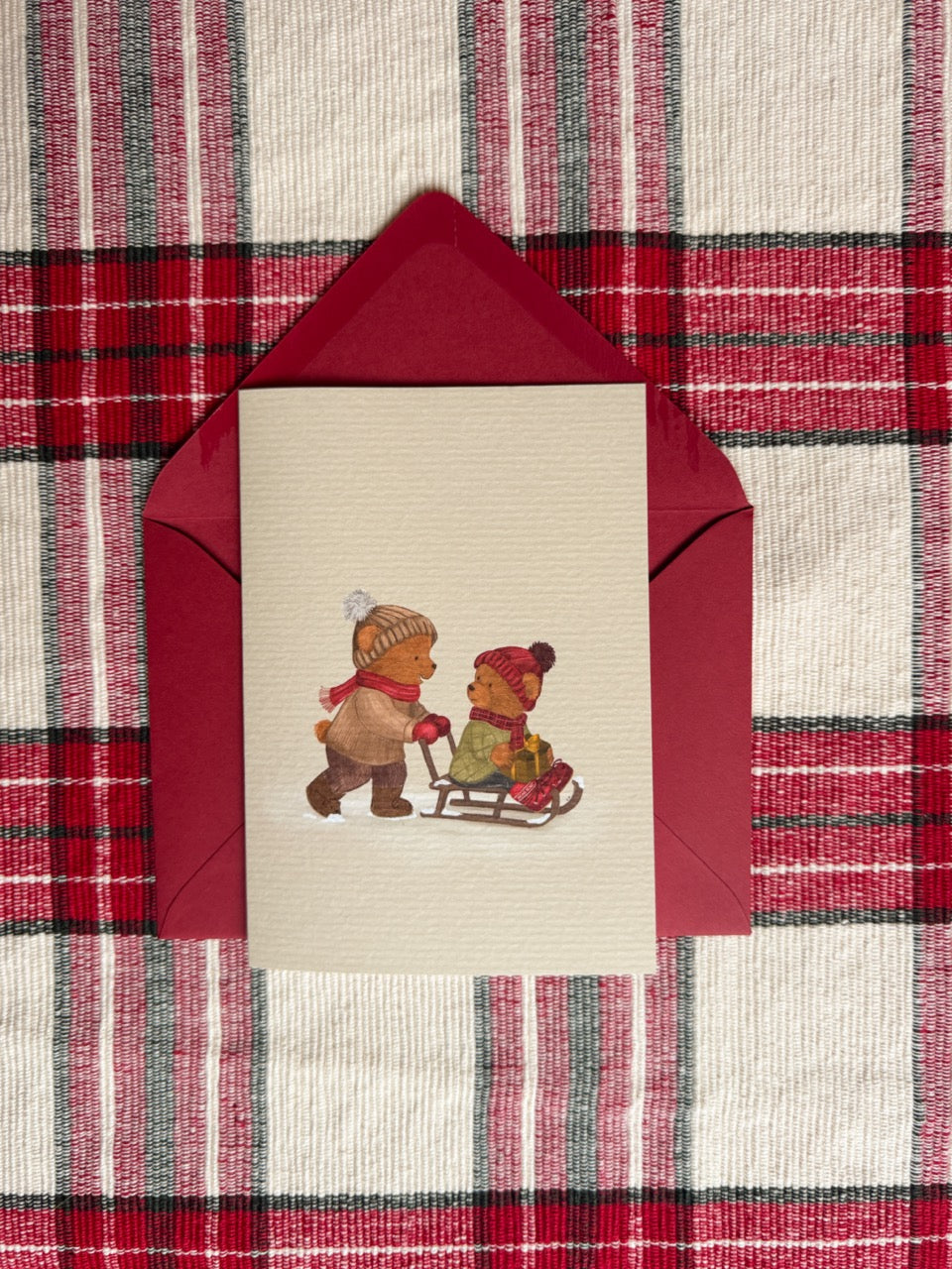 Luxe Kerstkaartenset – Nostalgische Beertjes (8 stuks) Limited Edition