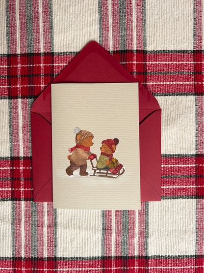 Luxe Kerstkaartenset – Nostalgische Beertjes (8 stuks) Limited Edition