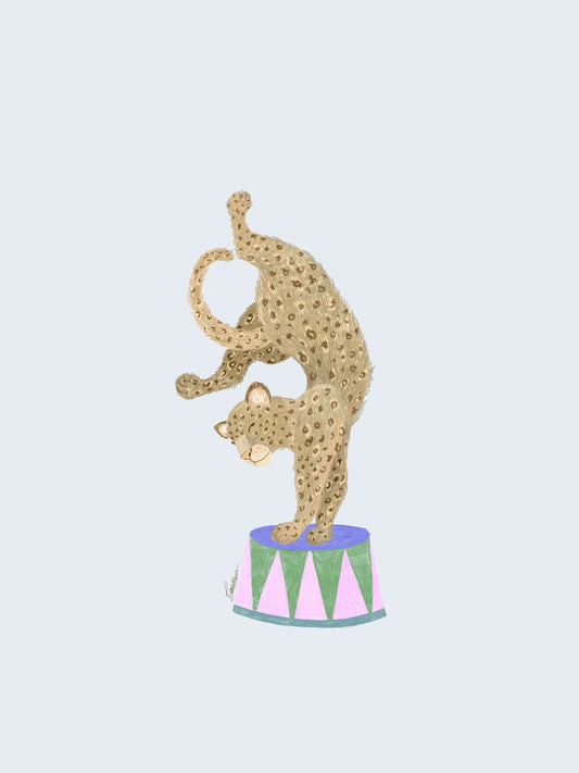 Kids poster Acrobatic Panther pastel blue