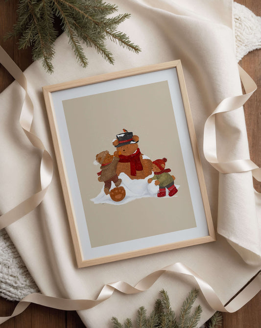 Kerstposter kinderkamer - Papa Sneeuwpop