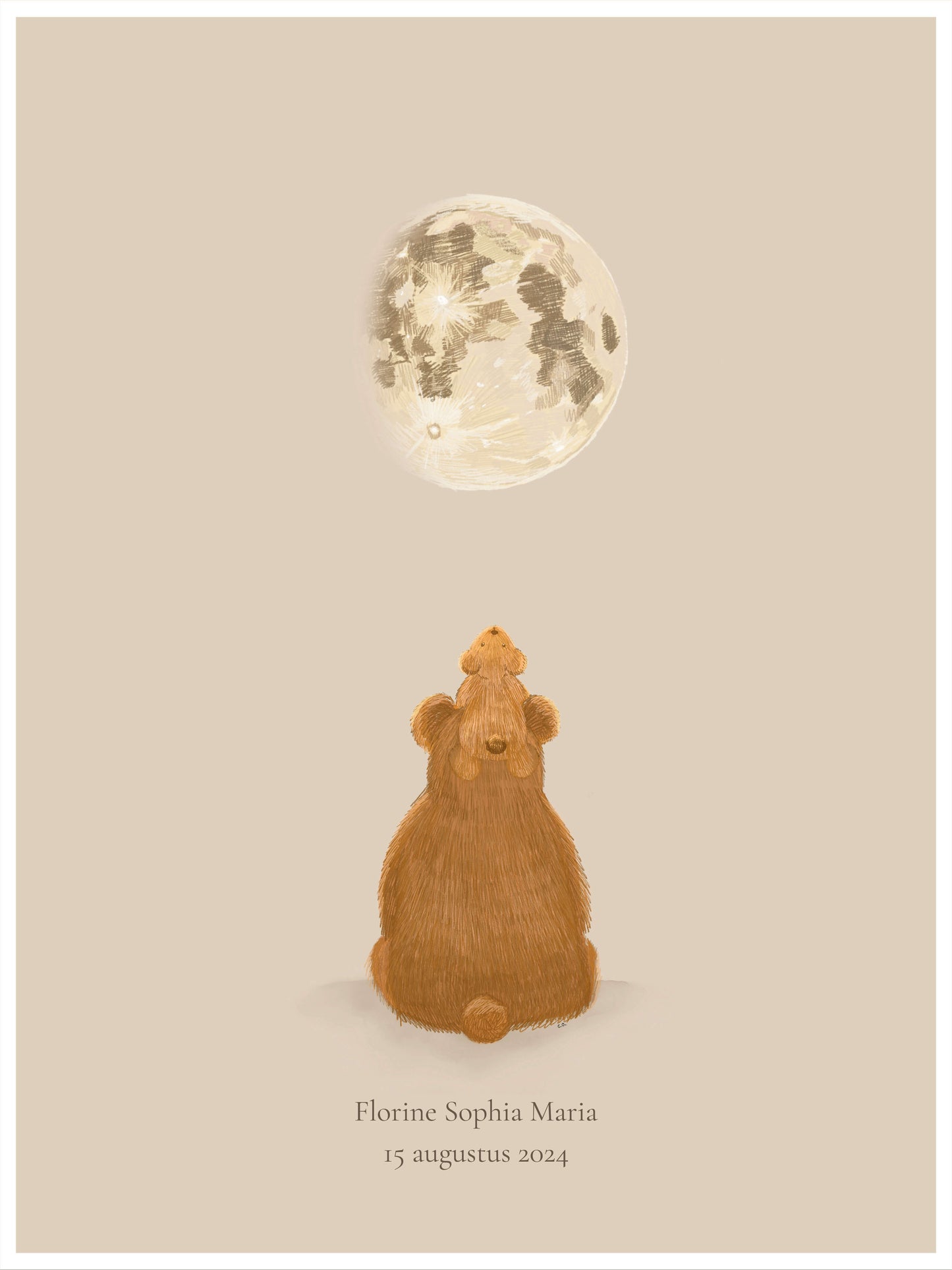 Gepersonaliseerde geboorteposter met maanfase, geboortedatum en naam - To the moon and back